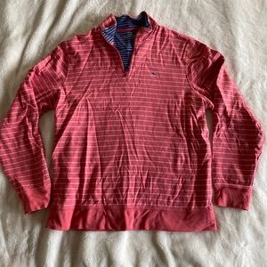 Vineyard Vines Pink Striped 1/4 Zip Pullover
